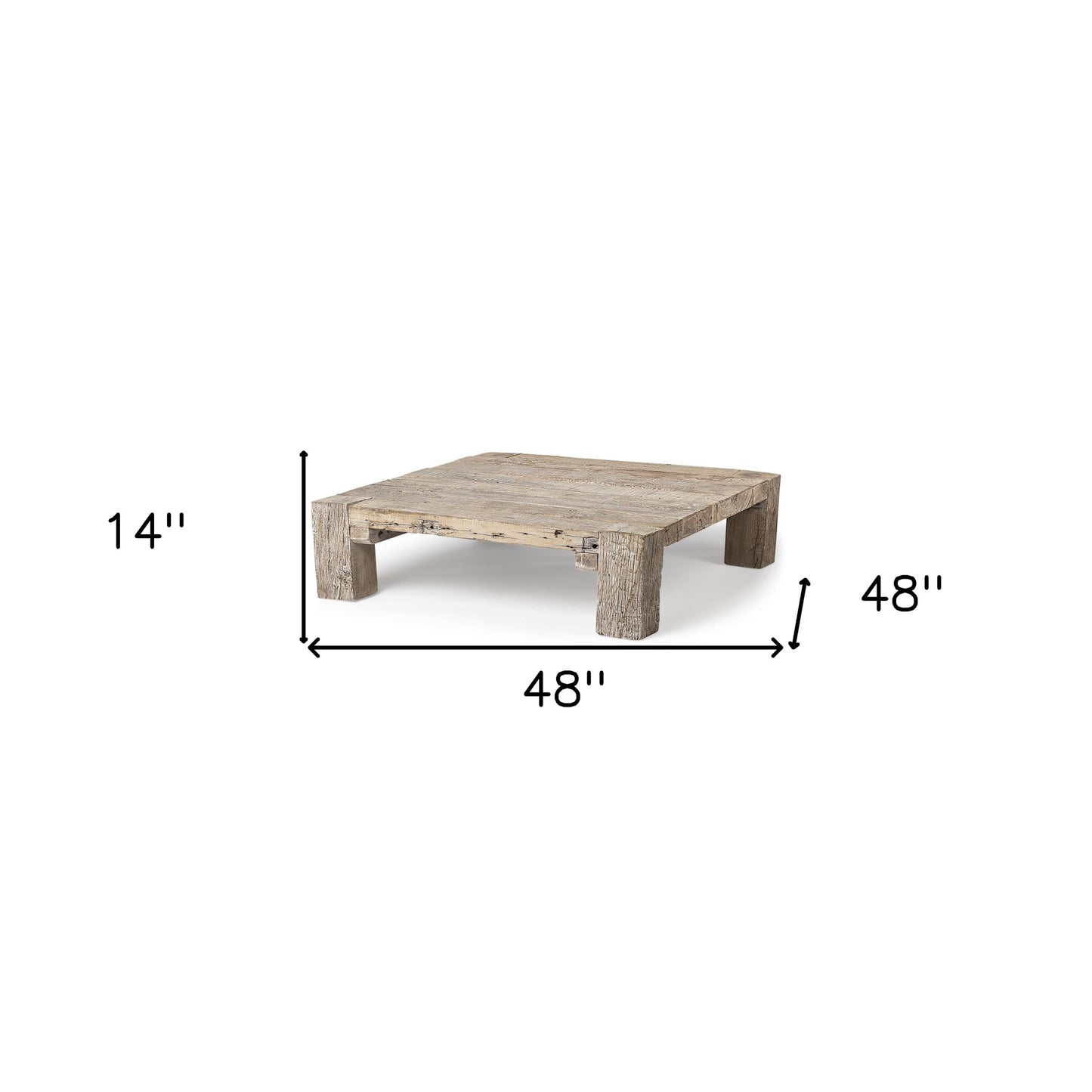 48" Natural Rectangular Distressed Coffee Table