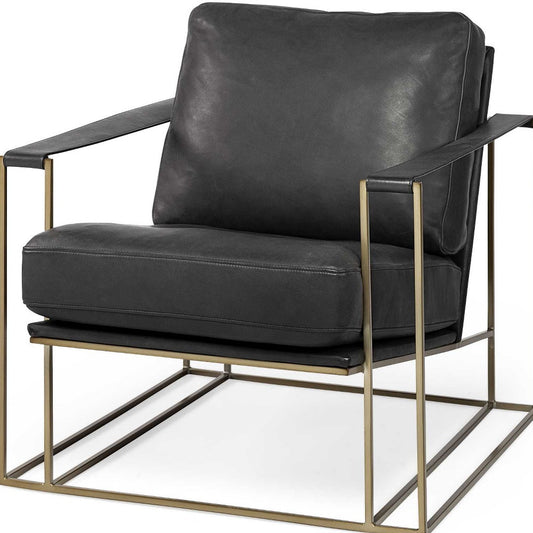 34" Black And Pearl Faux Leather Distressed Arm Chair