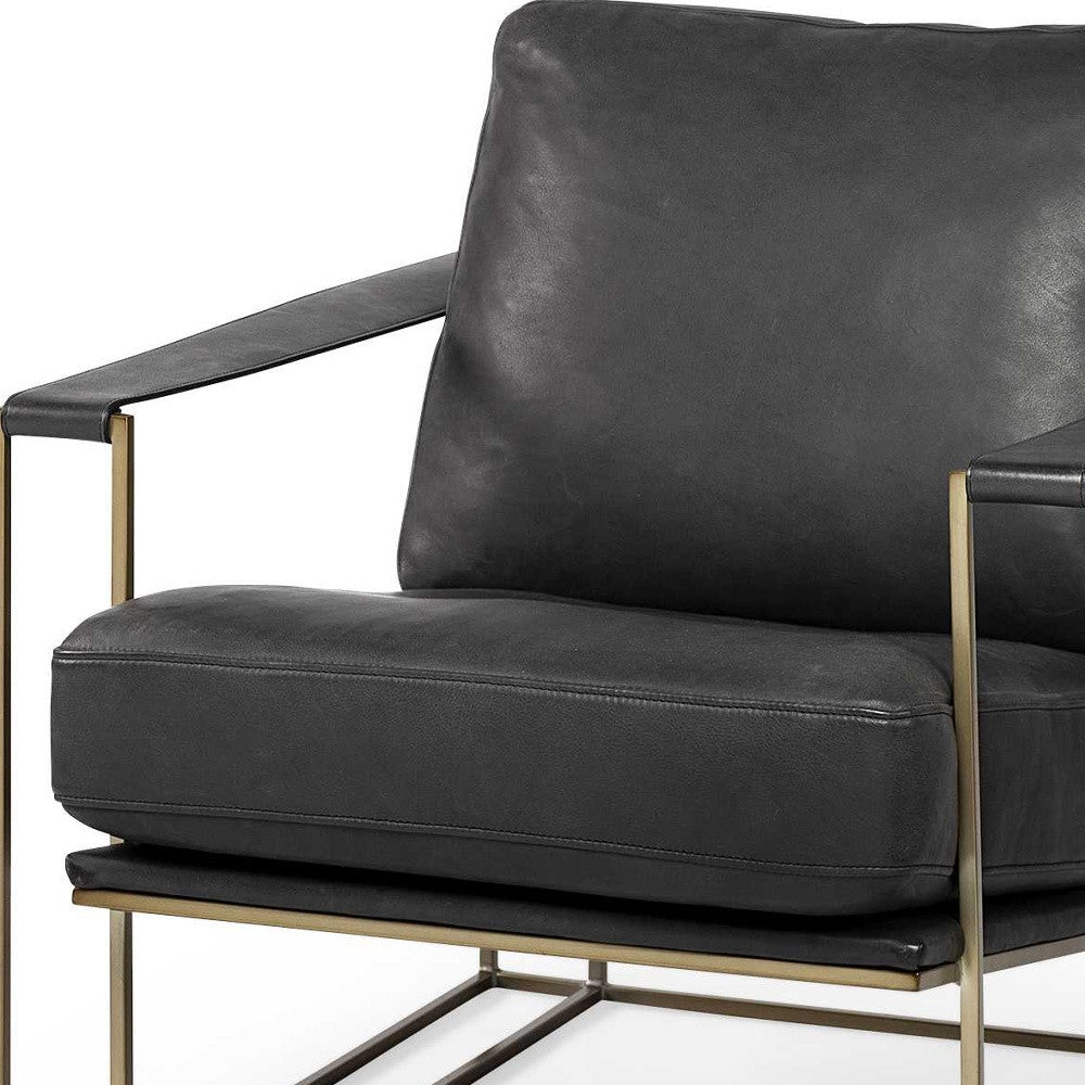 34" Black And Pearl Faux Leather Distressed Arm Chair