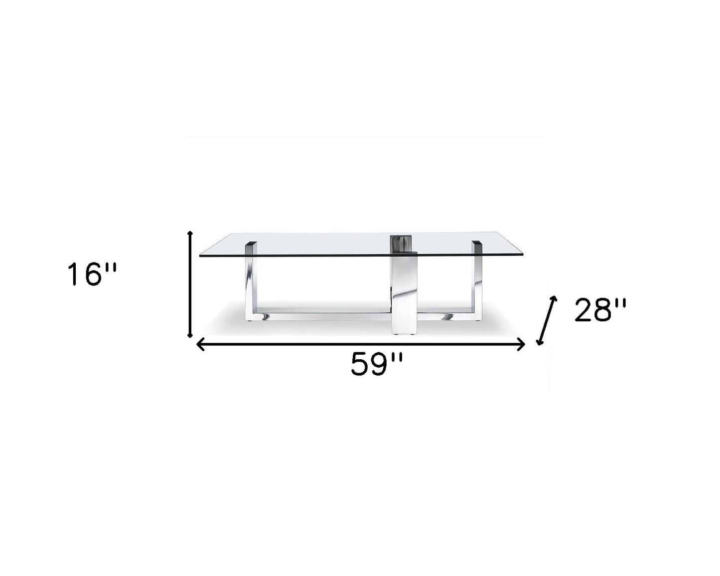 59 X 28 X 16 Clear Glass Coffee Table