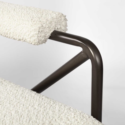 31" Off White And Brown Cotton Blend Arm Chair