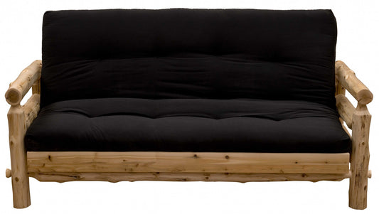 83" Black 100% Cotton And Wood Brown Sleeper Sleeper Sofa