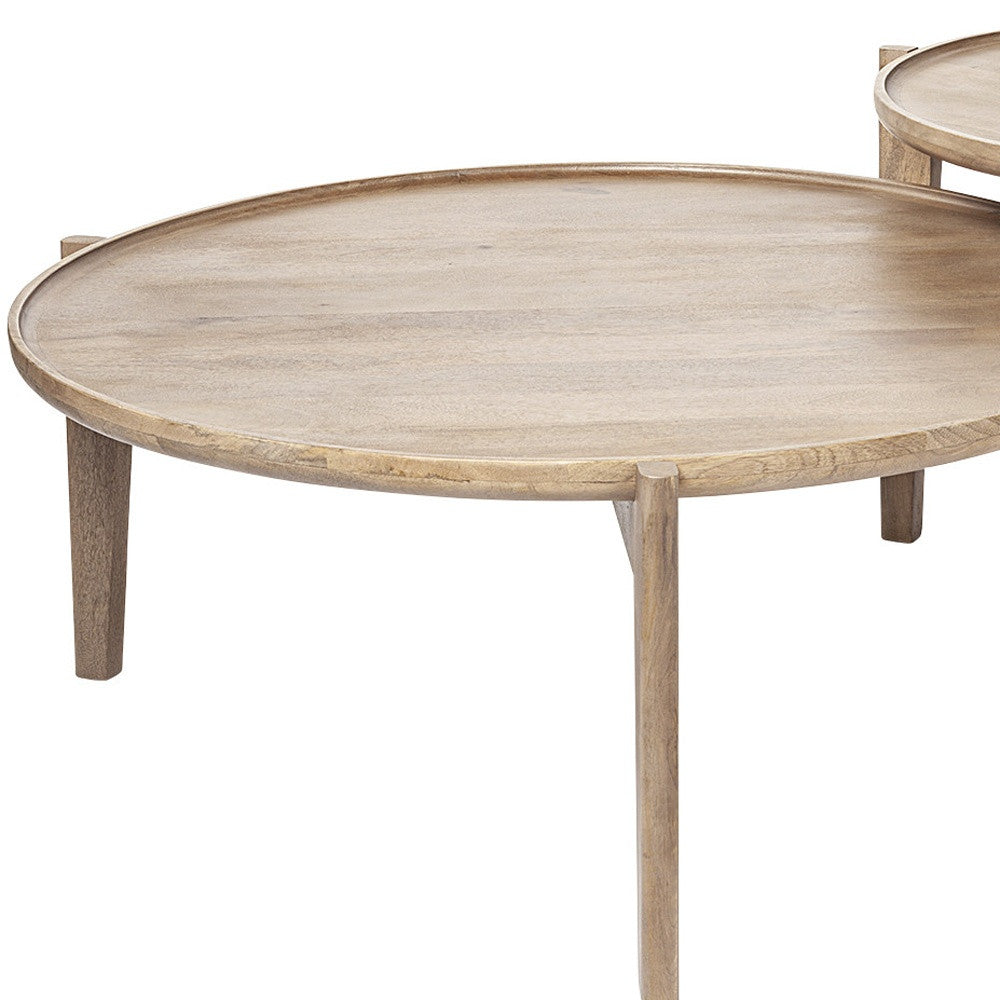 S 2 39.5" & 31.25" Round Solid Wood Nesting Coffee Tables