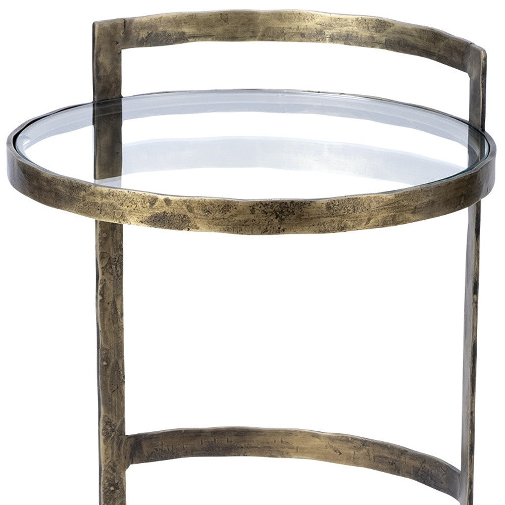 Round Glass Top Accent Table With Gold Metal Frame