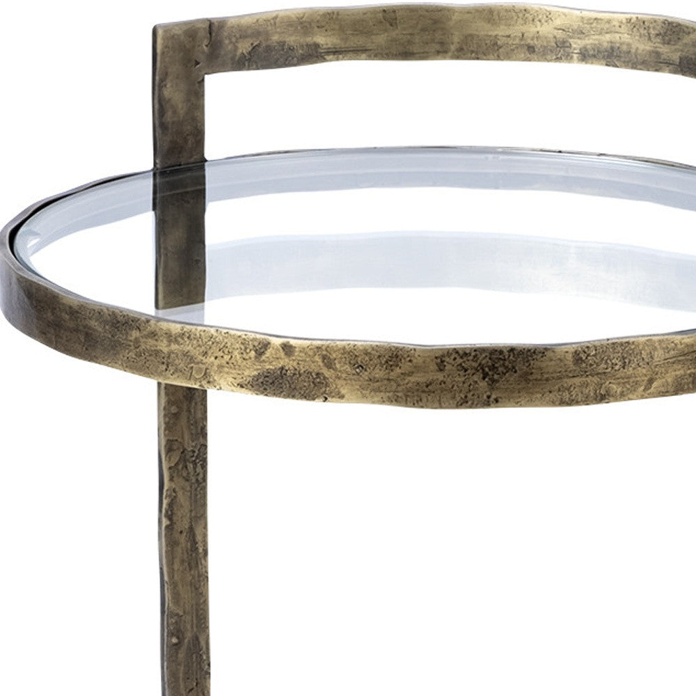 Round Glass Top Accent Table With Gold Metal Frame