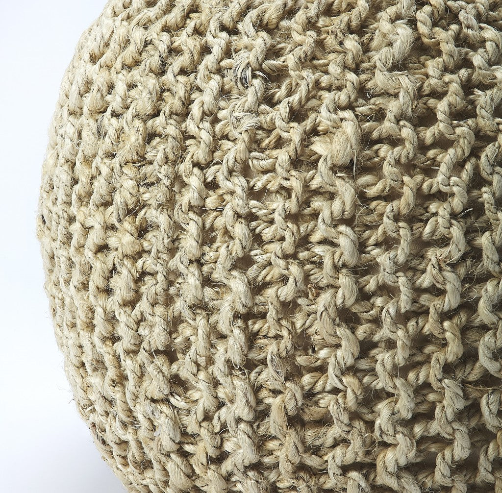 19" Natural Jute Round Pouf Ottoman