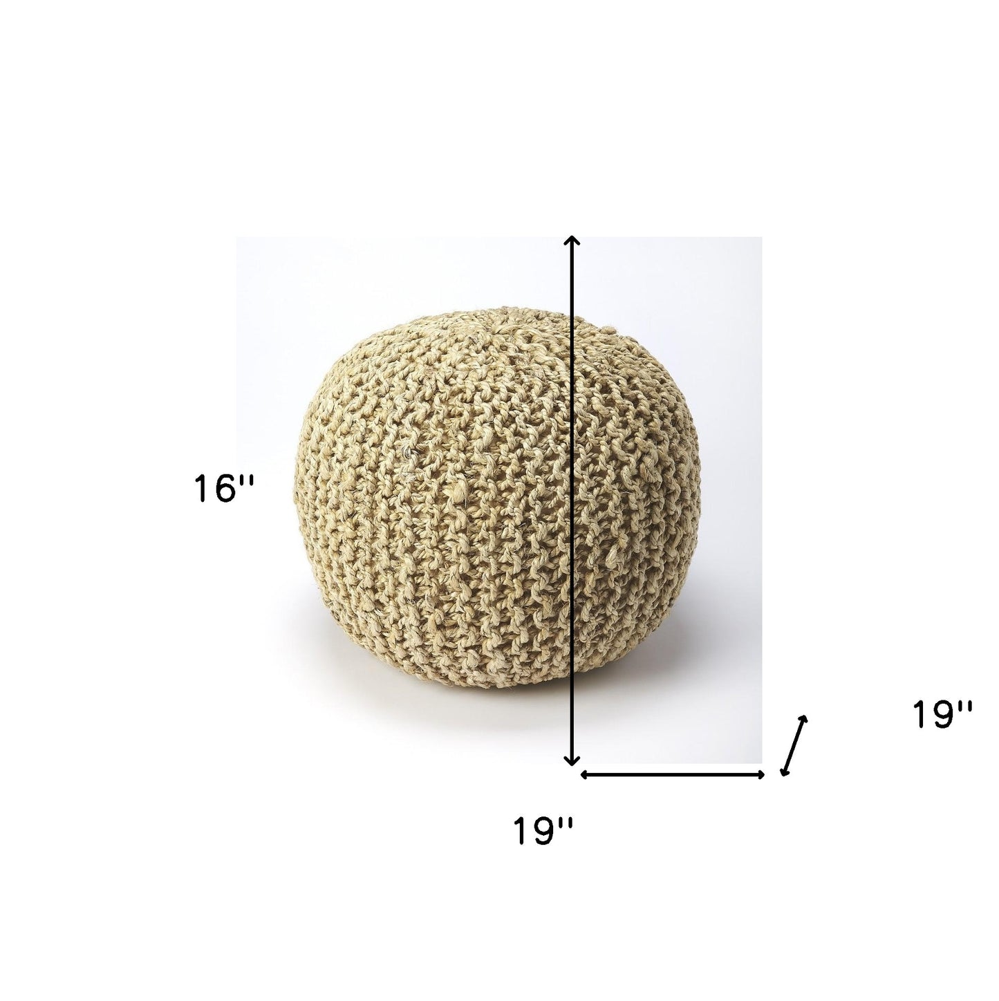 19" Natural Jute Round Pouf Ottoman