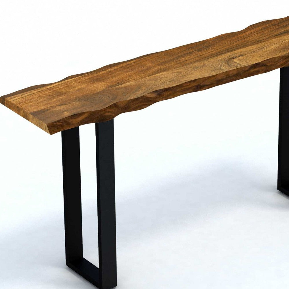 69" Brown and Black Solid Wood Live Edge Console Table