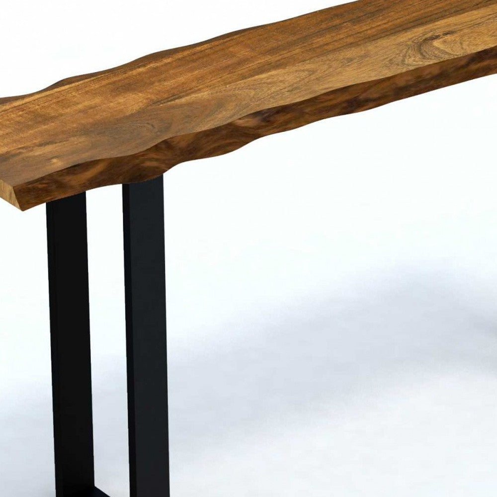 69" Brown and Black Solid Wood Live Edge Console Table