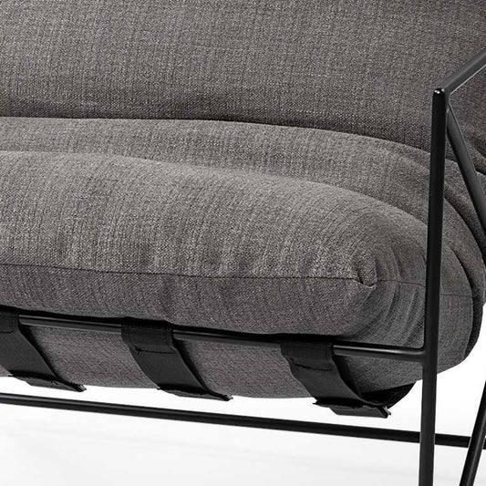 30" Gray And Black Linen Arm Chair