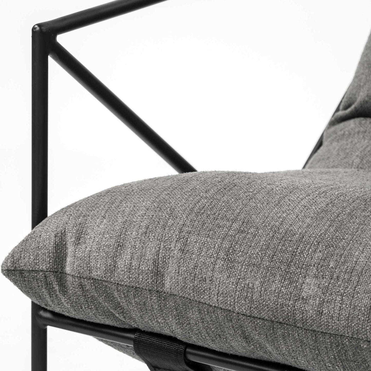 30" Gray And Black Linen Arm Chair