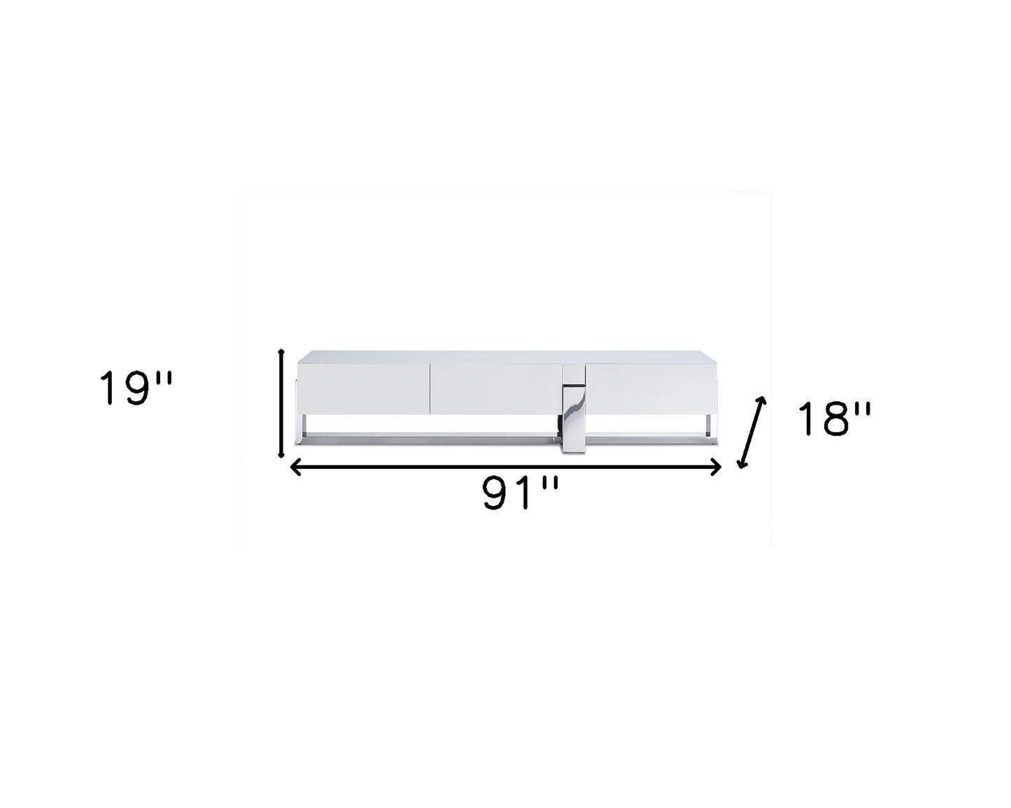 91 X 18 X 19 White Stainless Steel Tv Unit