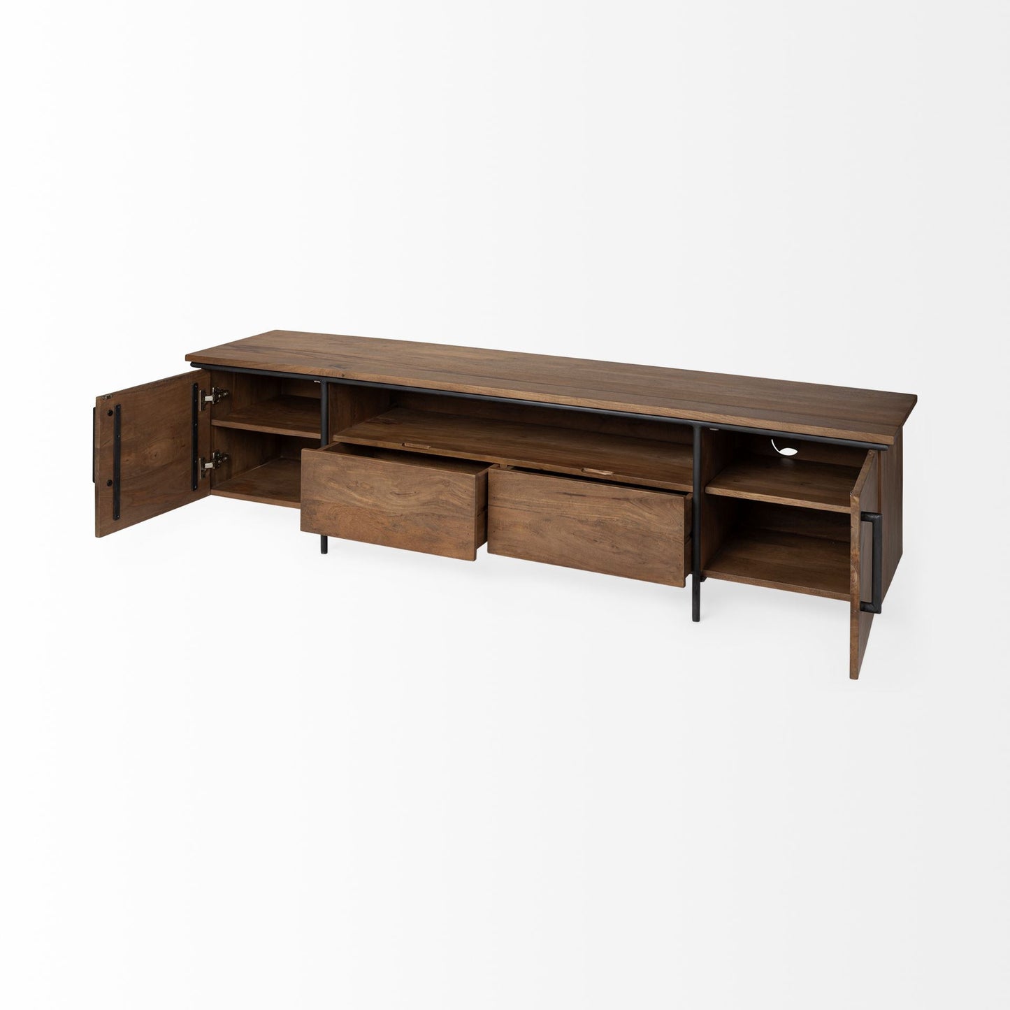 18" Brown 4 Legs Console Table With Storage