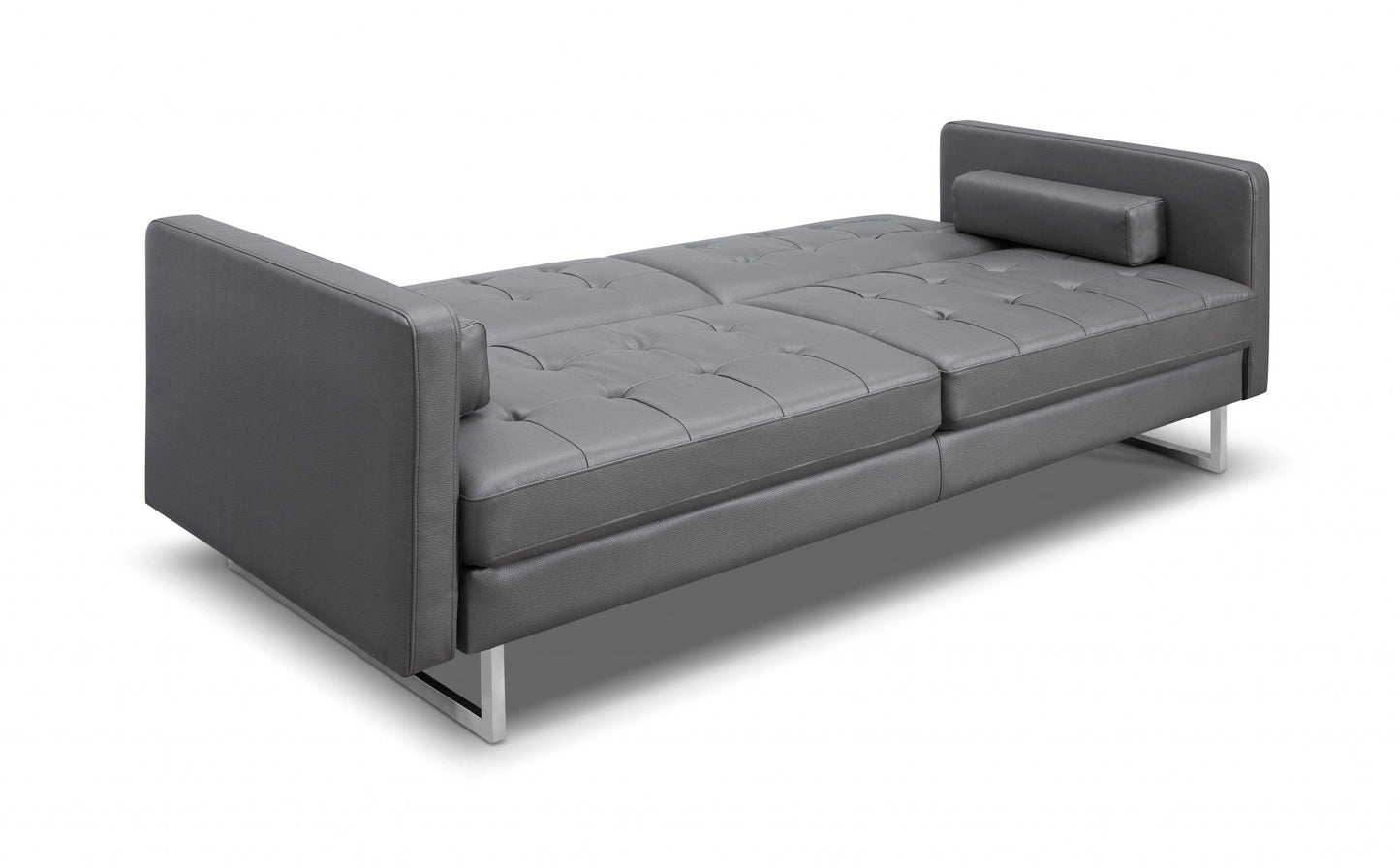 80" Gray Faux leather and Silver Sofa