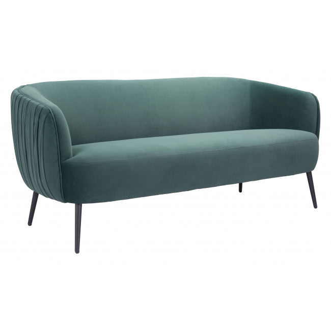 70" Green And Black Polyester Sofa