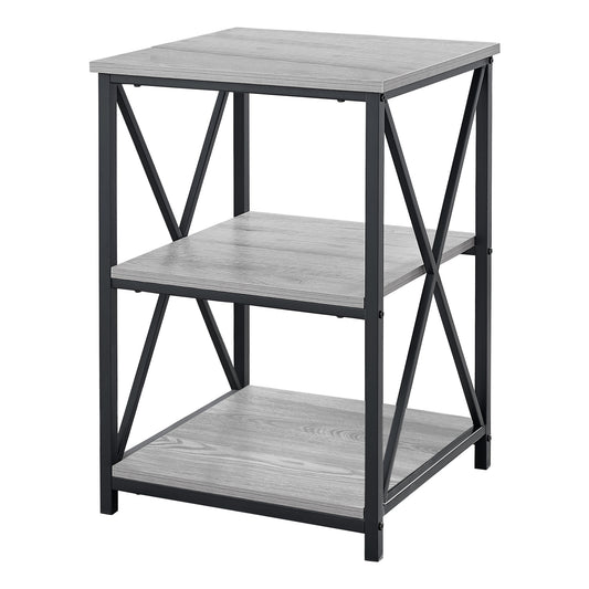 26" Rectangular Grey Black Metal Accent Table