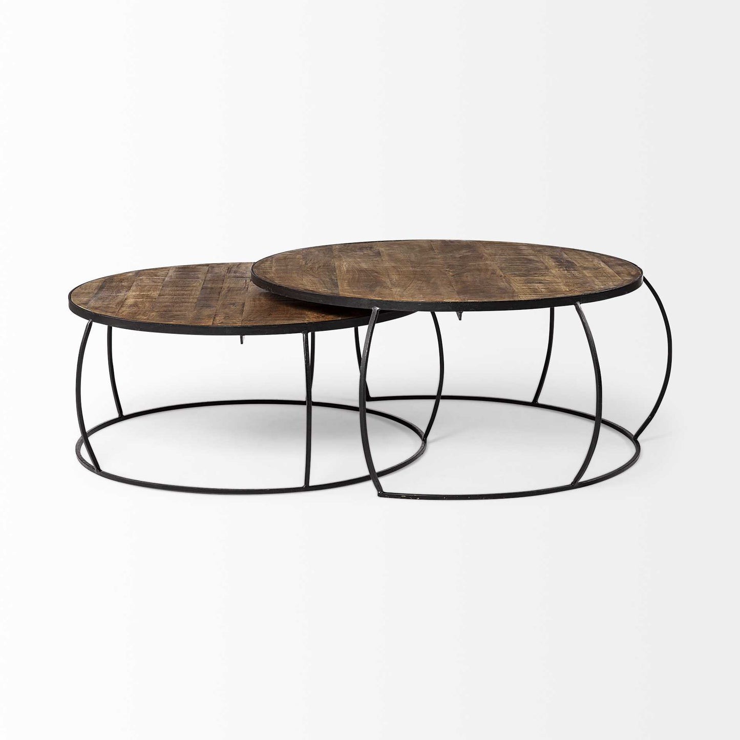 S2 41" & 38" Round Wood Top Nesting Coffee Tables