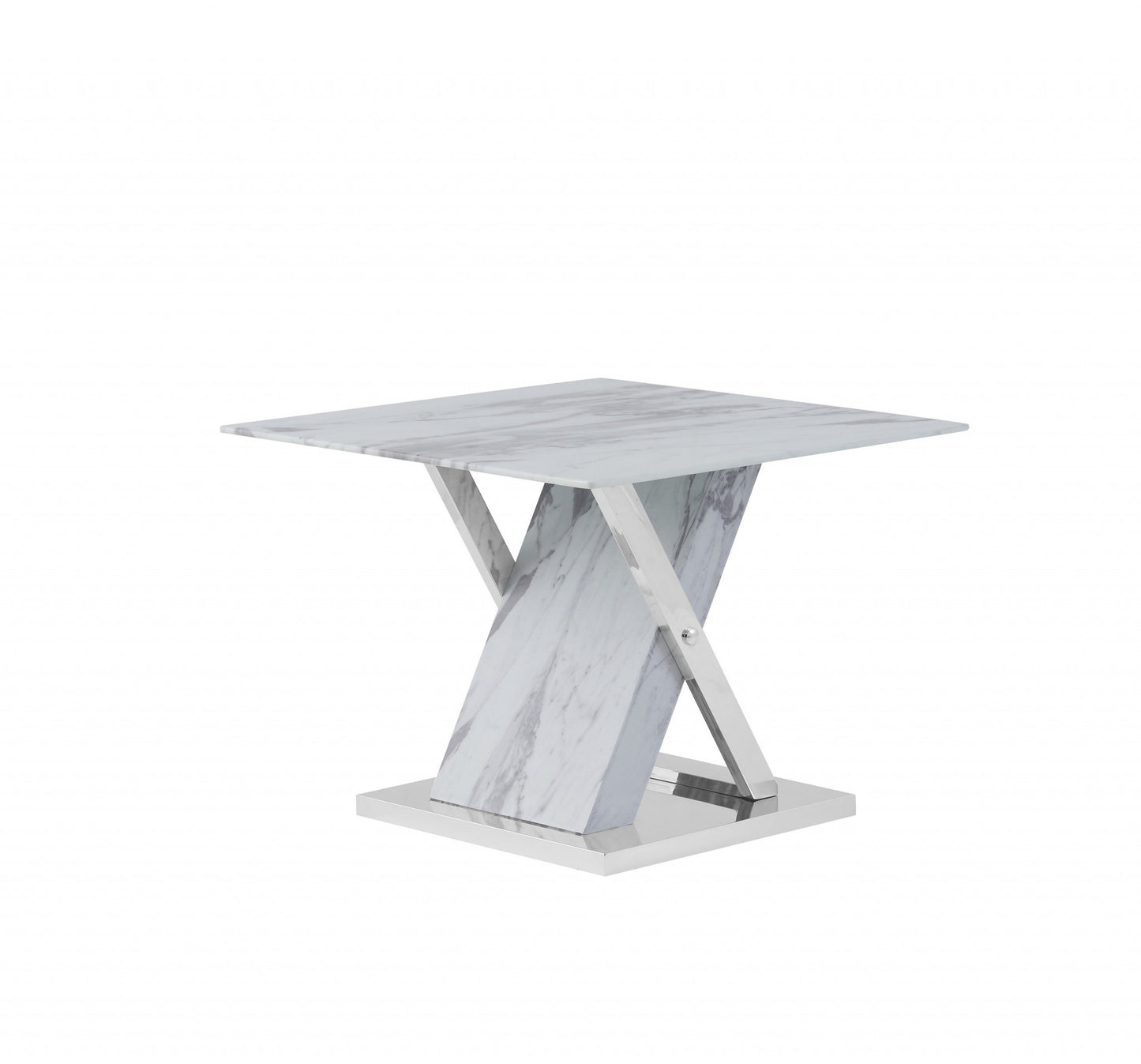 Elegant Marble Glass Top End Table