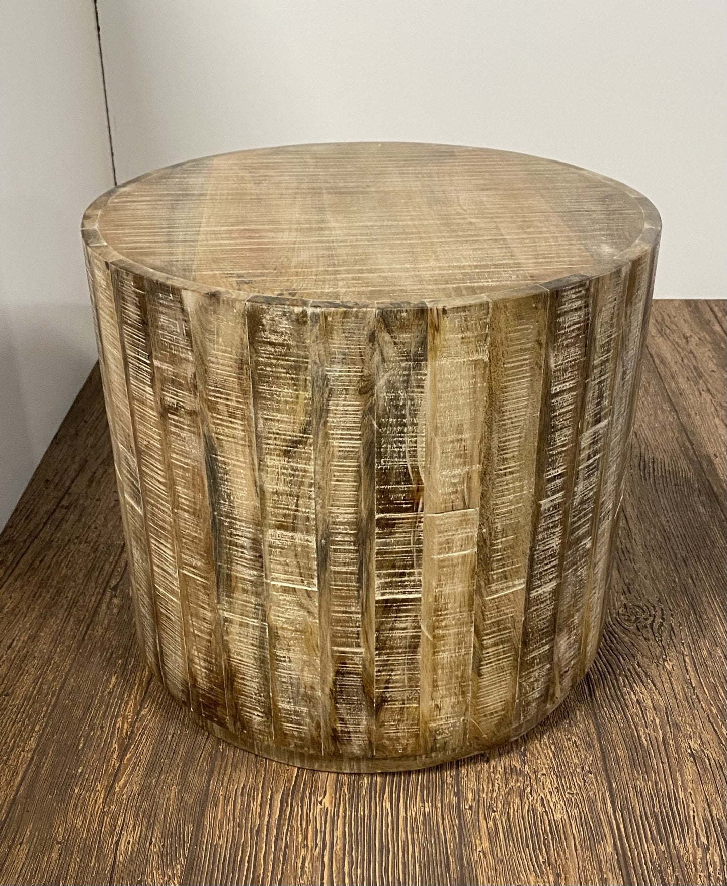 Updated Rustic Round Stump End Table