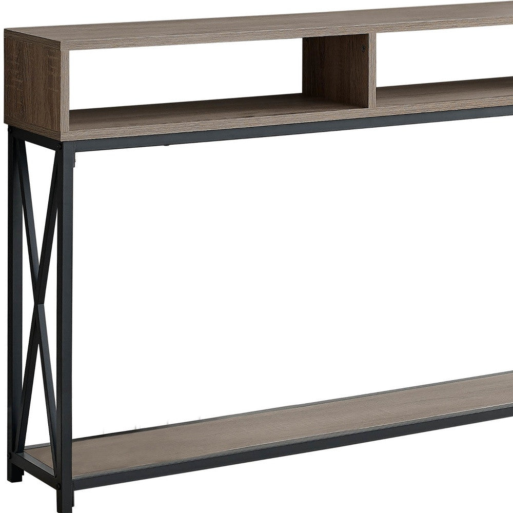 47" Taupe And Black Frame Console Table With Storage