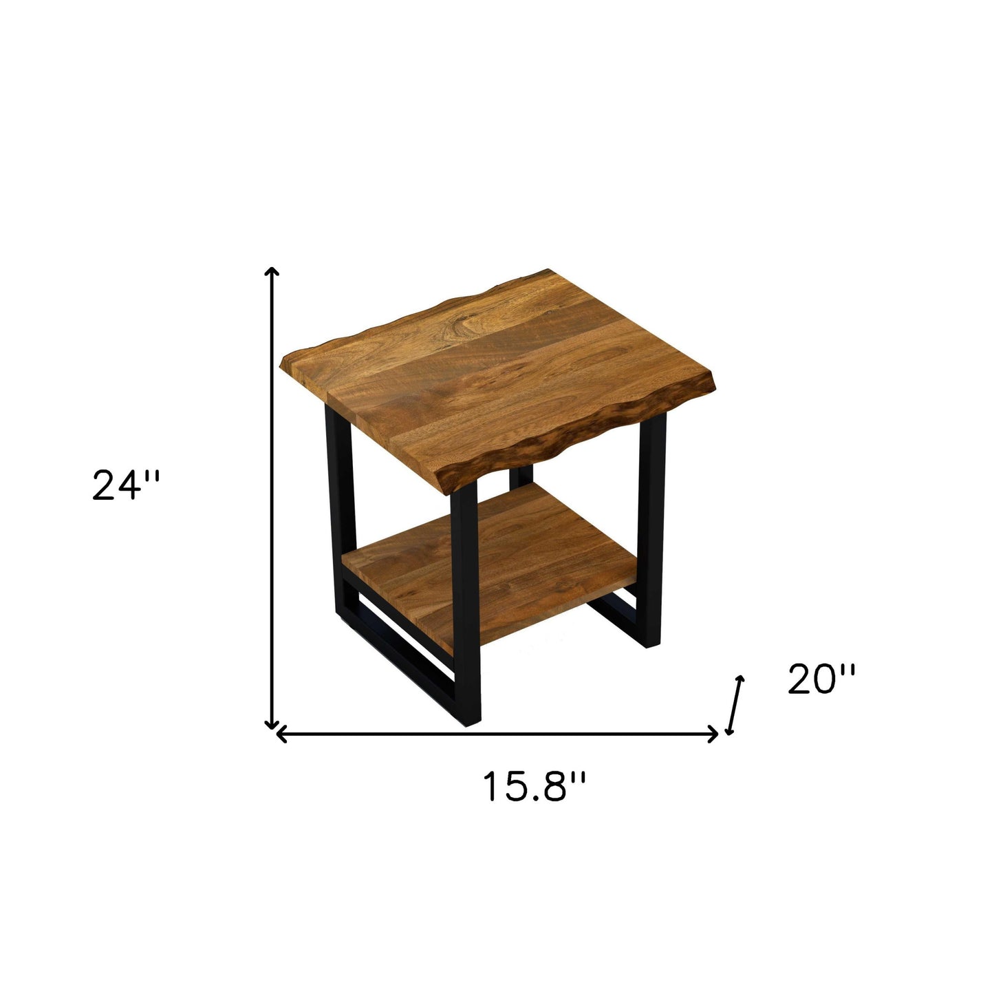 Modern Rustic Live Edge Acacia Wood End Table