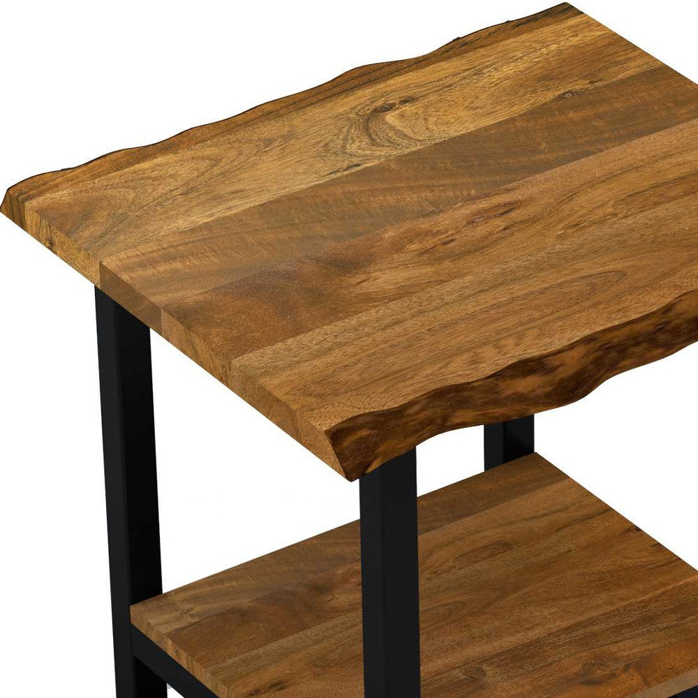 Modern Rustic Live Edge Acacia Wood End Table