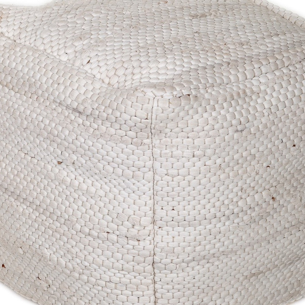 Chic Chunky White Textured Pouf