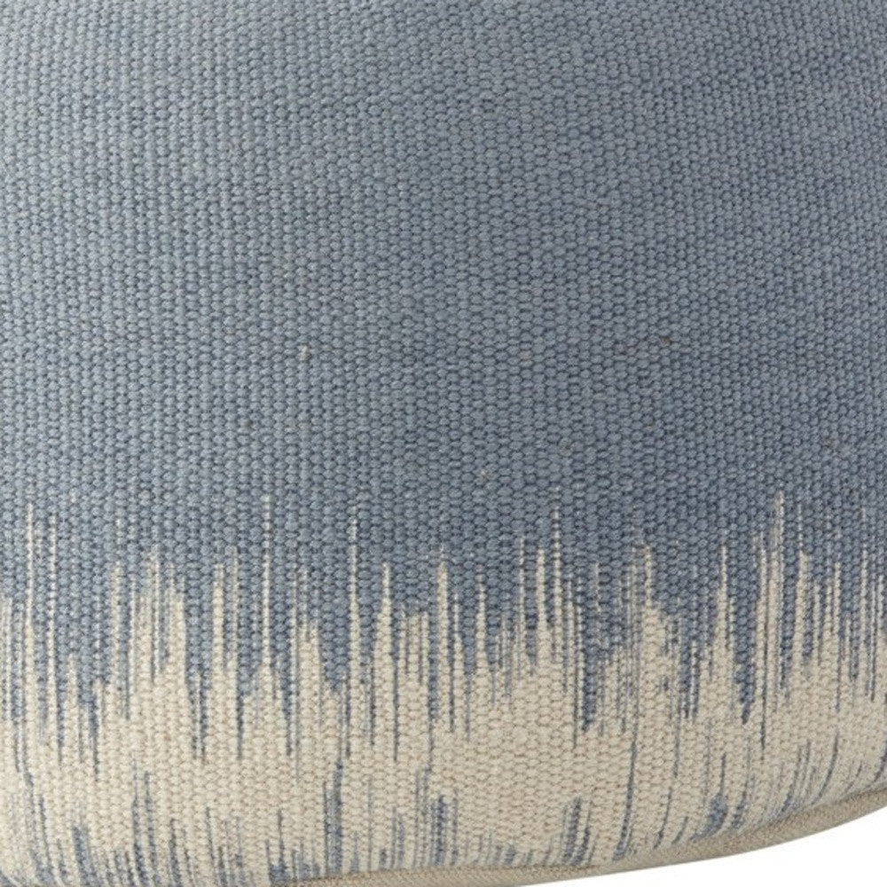 20" Blue and White Round Abstract Pouf Ottoman