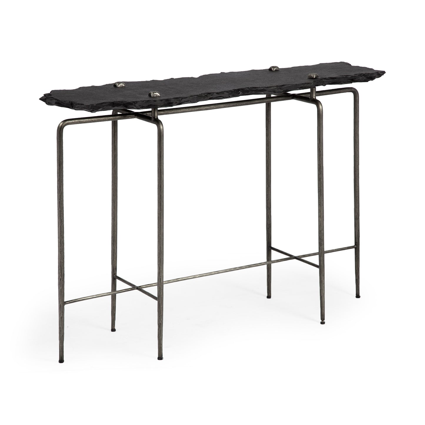 Black Slate Console Table With Iron Base