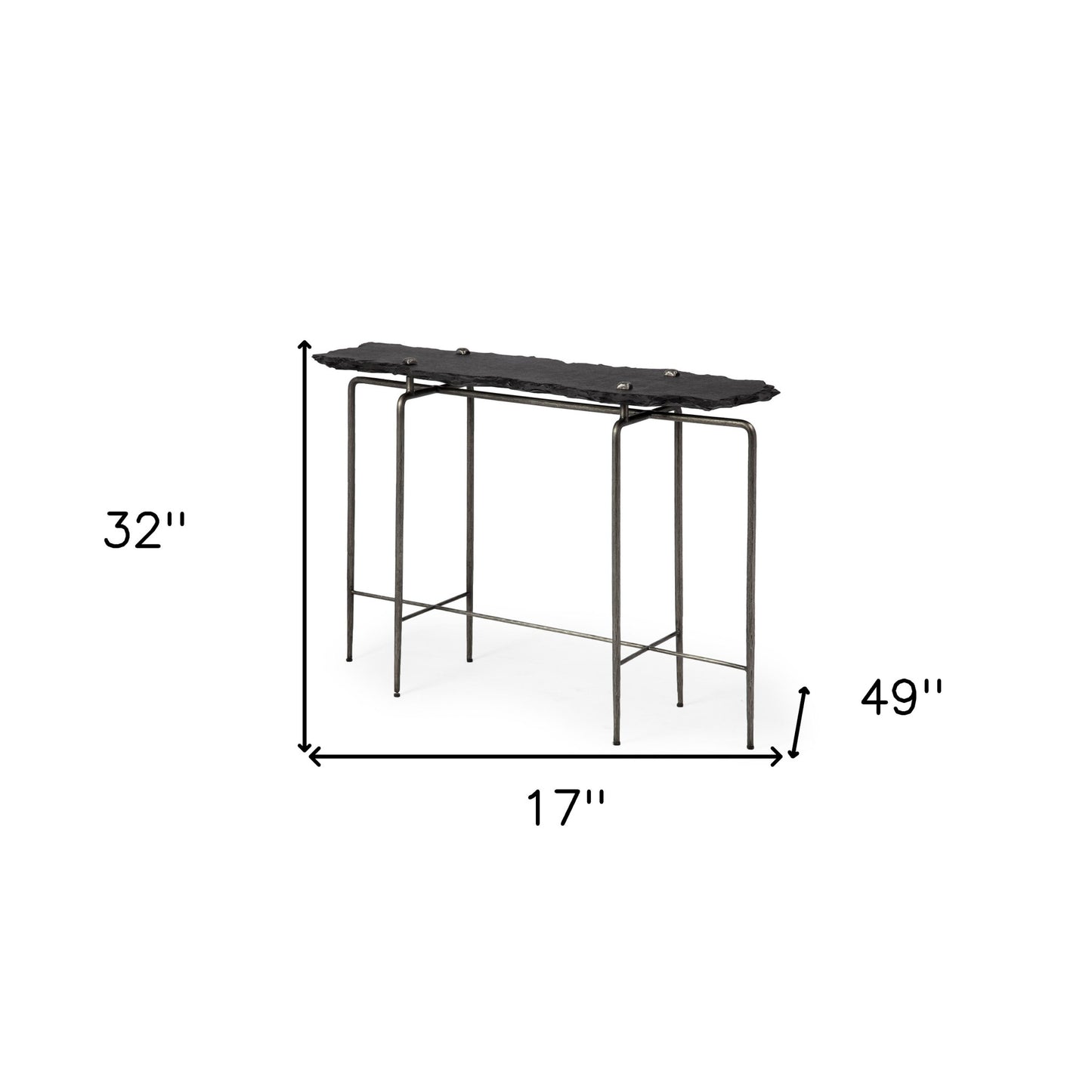 Black Slate Console Table With Iron Base