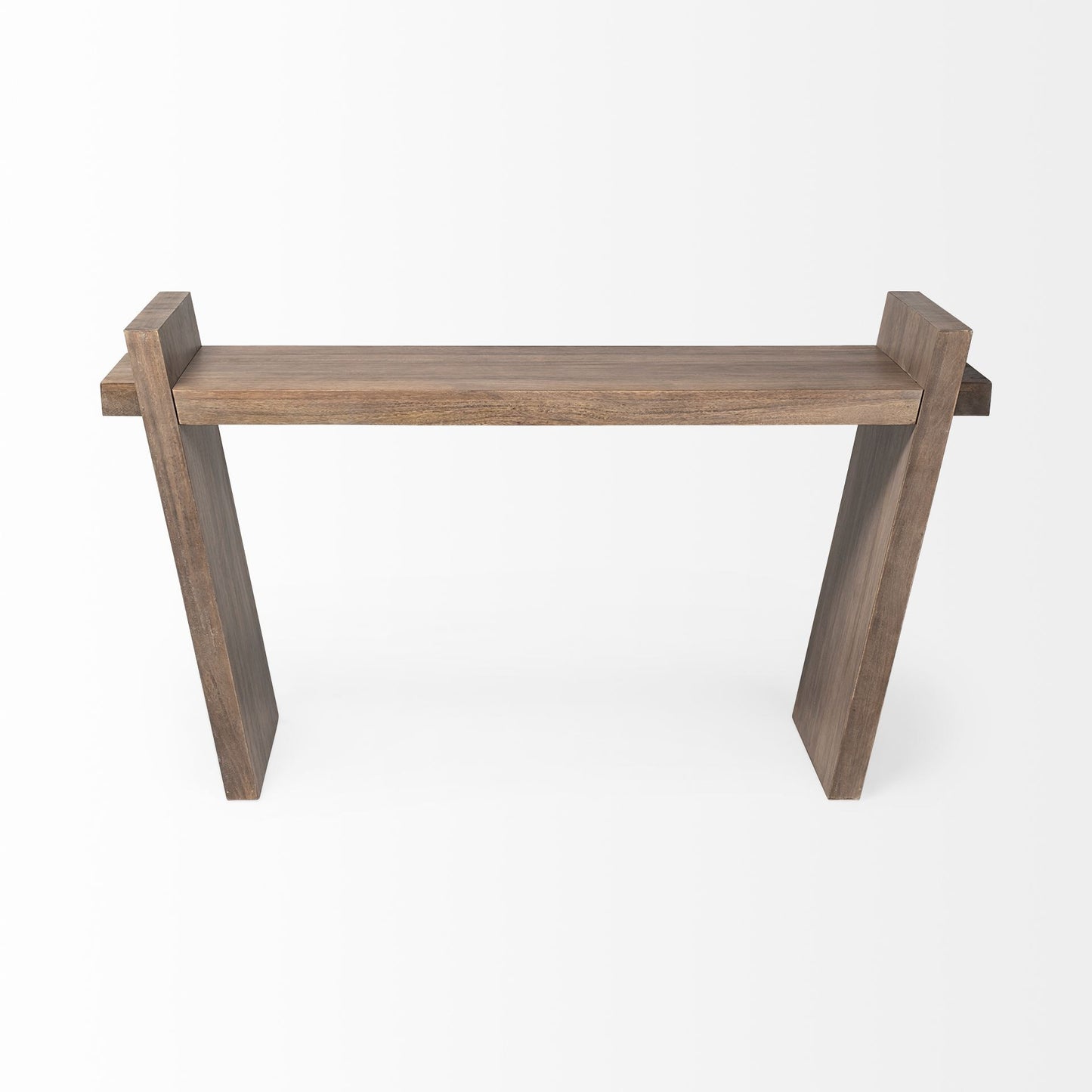 Medium Brown Solid Mango Wood Finish Console Table With Slanted Base Design