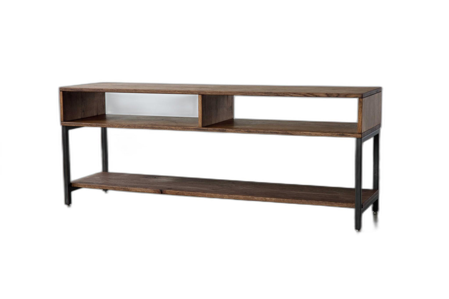 60" Brown Wood Open Shelving TV Stand