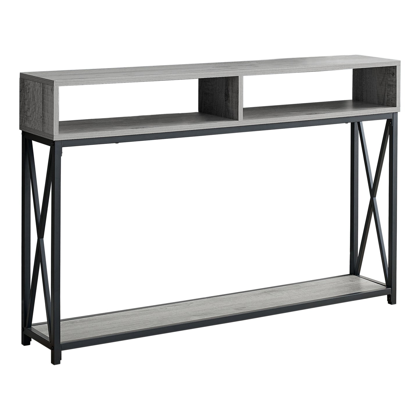 47" Gray And Black Frame Console Table With Storage