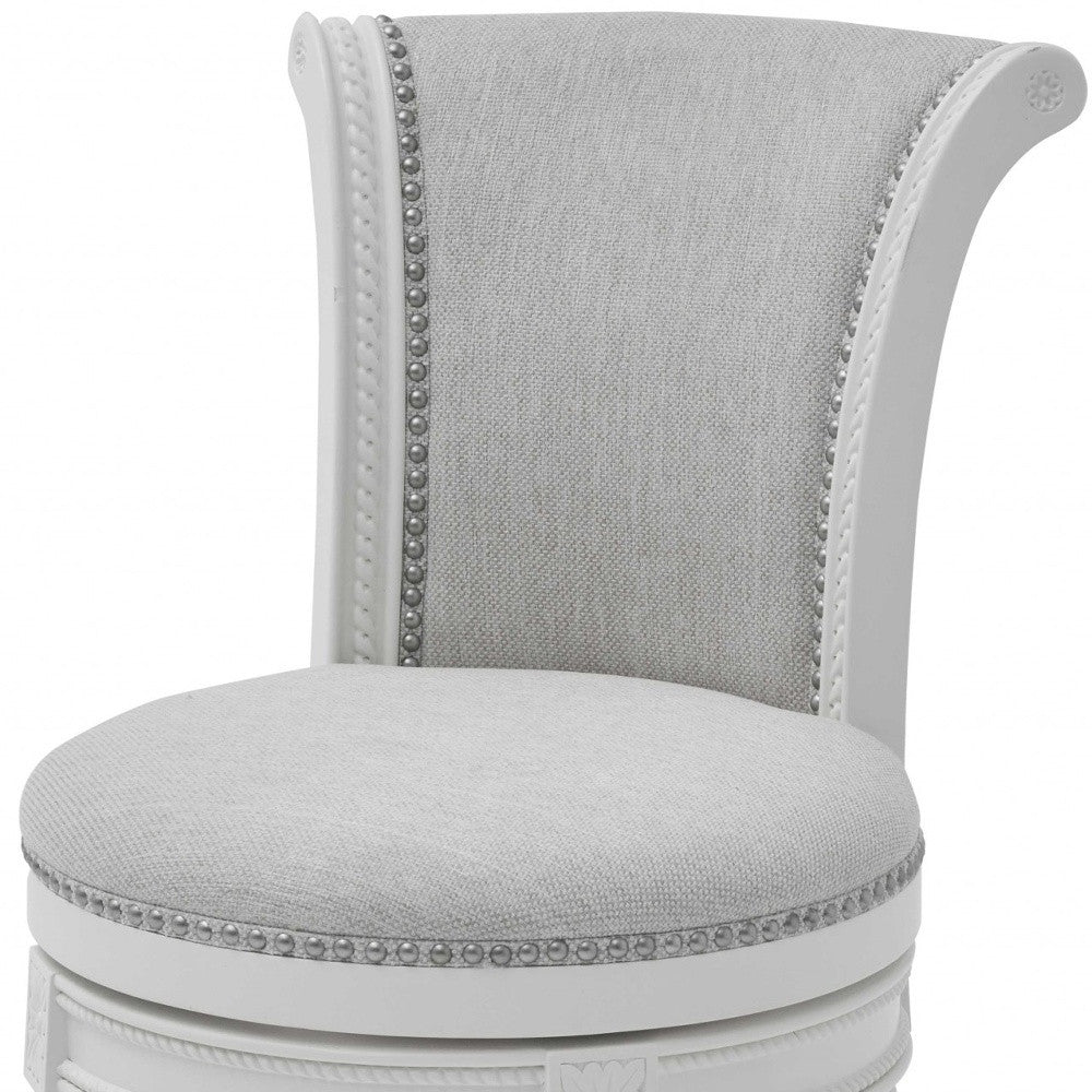 " Light Gray And White Swivel Bar Chair