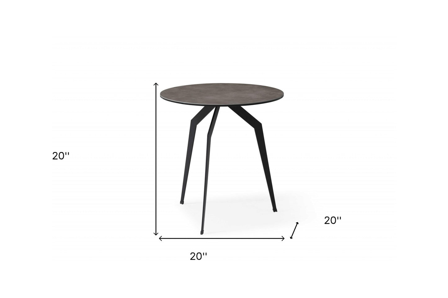 20" Black And Gray Ceramic Tile Round End Table