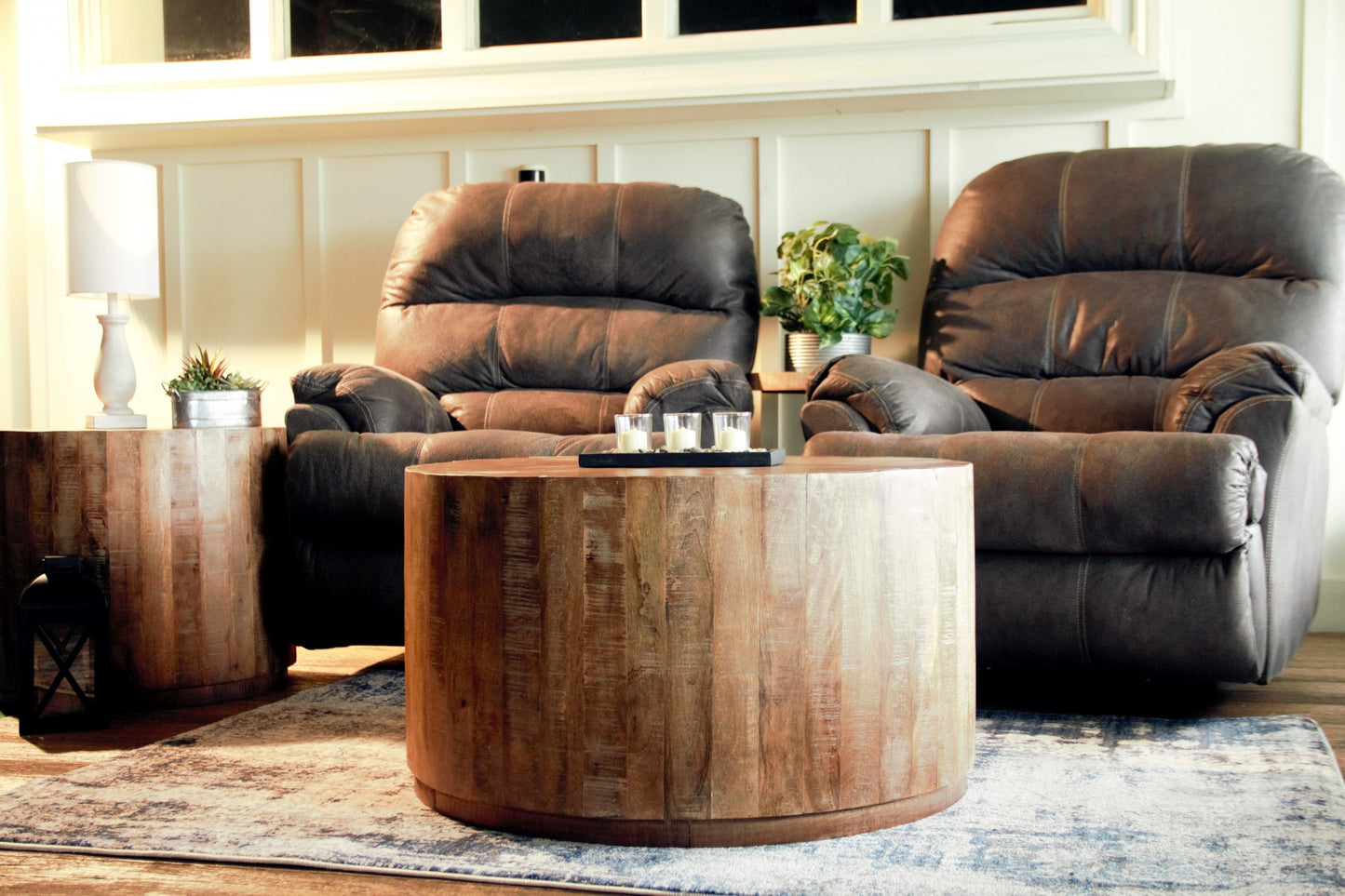 Updated Rustic Round Stump Coffee Table