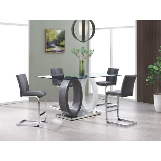 Set of Four 26" Gray And Silver Metal Low Back Counter Height Bar Chairs