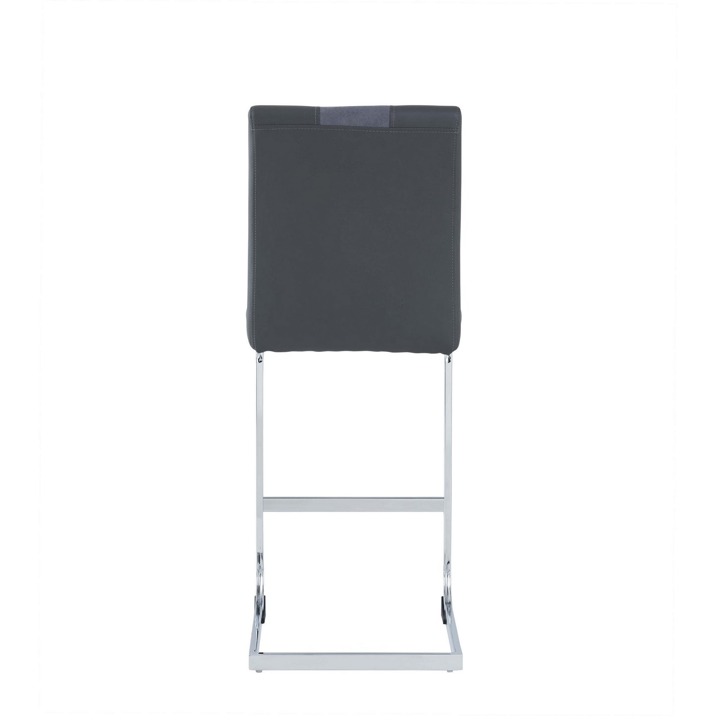 Set of Four 26" Gray And Silver Metal Low Back Counter Height Bar Chairs
