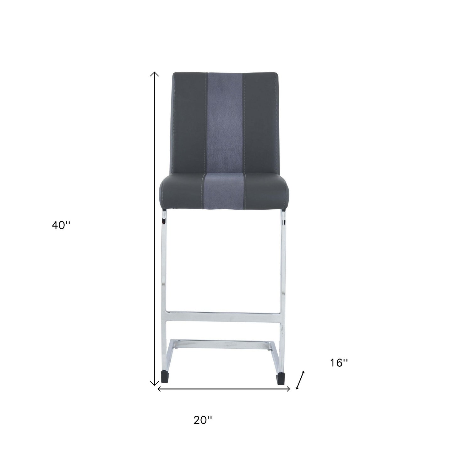 Set of Four 26" Gray And Silver Metal Low Back Counter Height Bar Chairs