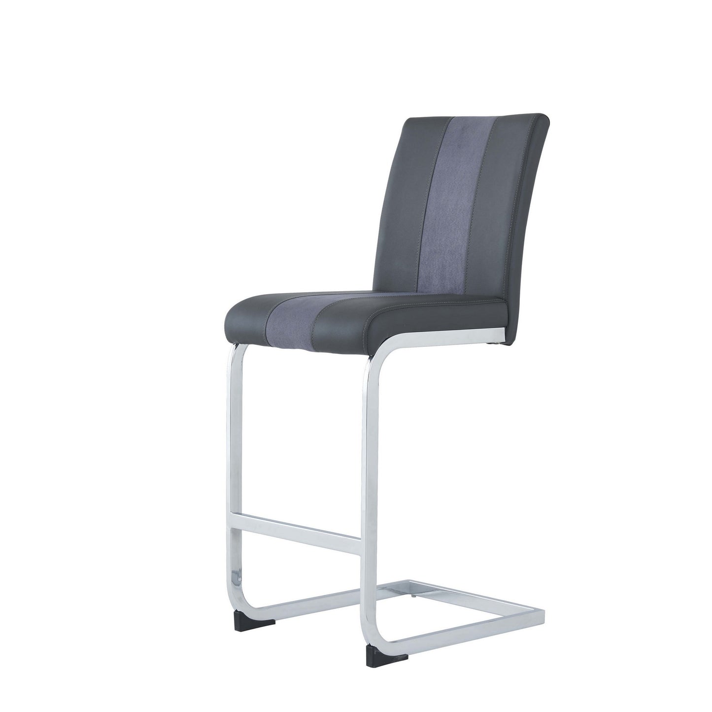 Set of Four 26" Gray And Silver Metal Low Back Counter Height Bar Chairs
