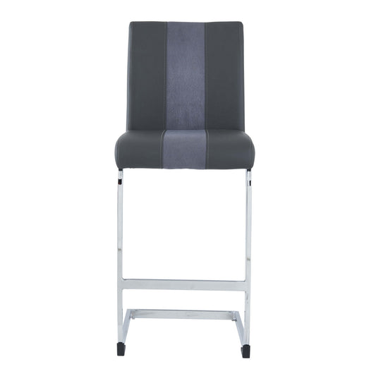 Set of Four 26" Gray And Silver Metal Low Back Counter Height Bar Chairs