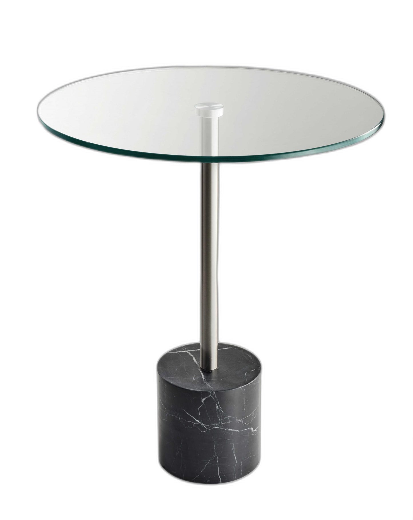 21" Silver And Clear Glass Round End Table