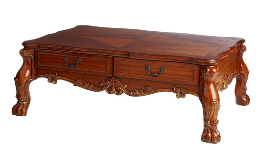 54" Solid Wood Coffee Table with Two Drawers