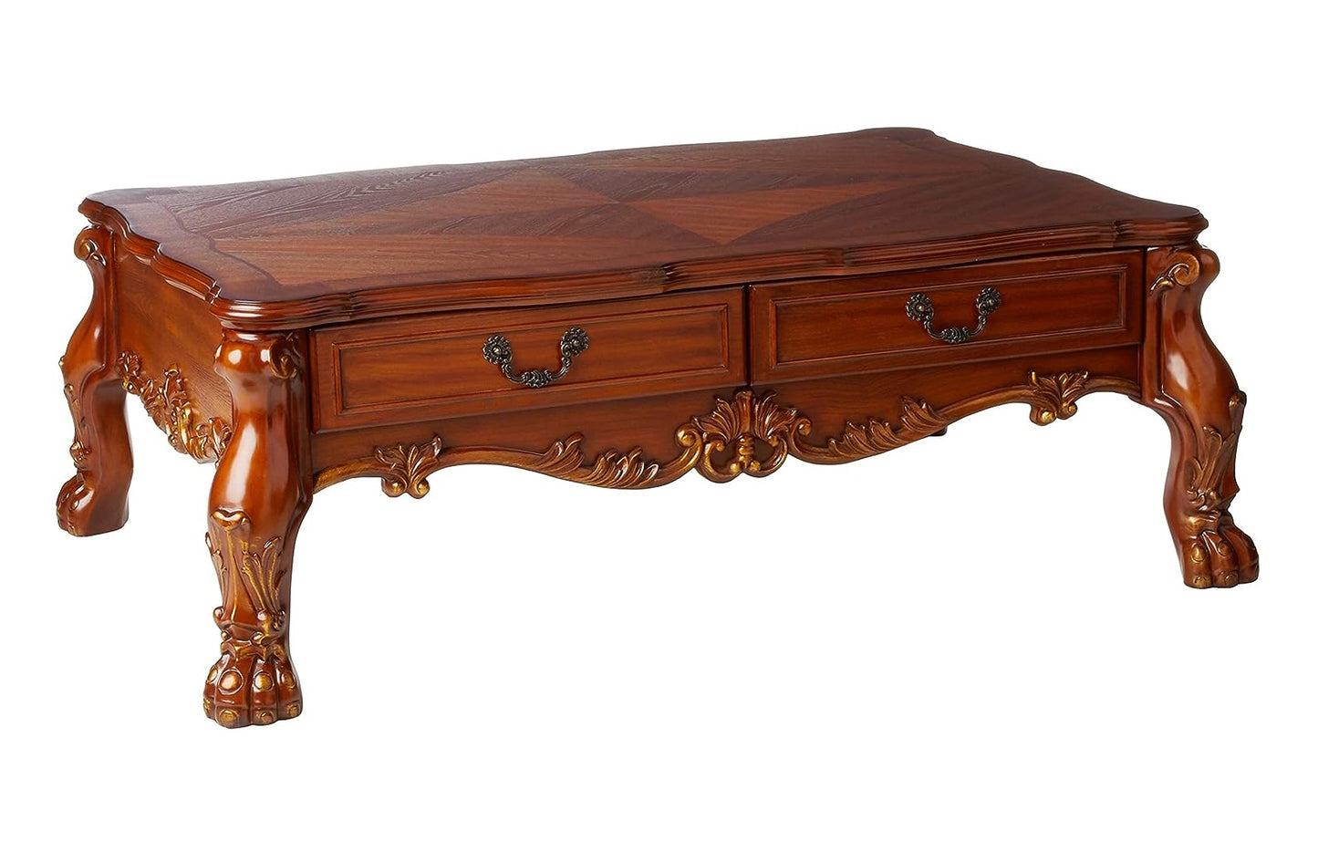 54" Solid Wood Coffee Table with Two Drawers