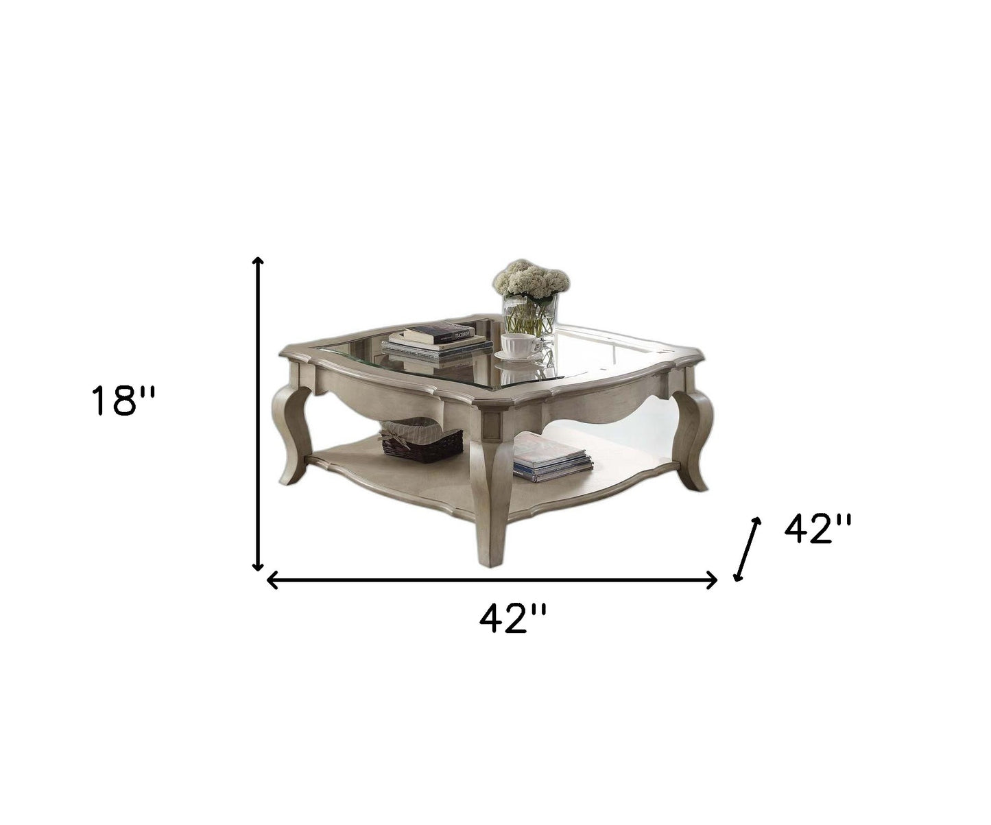 Antique Taupe Clear Glass Coffee Table