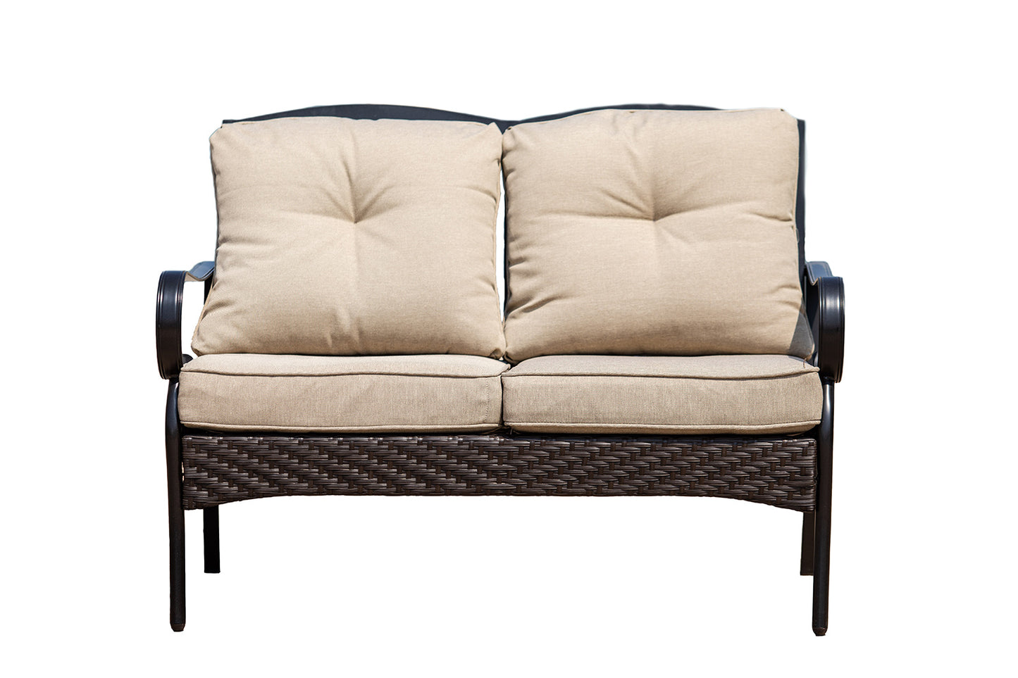 48" Beige Polyester Blend And Black Sofa