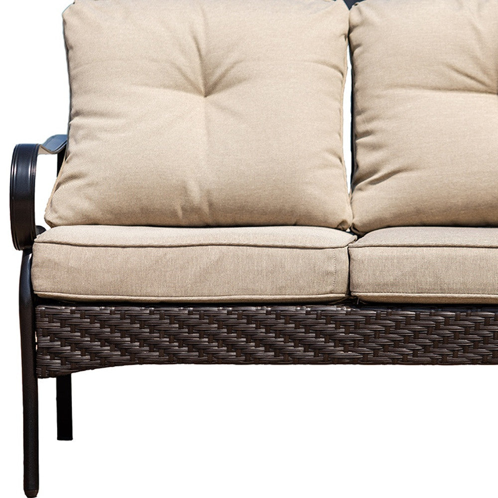 48" Beige Polyester Blend And Black Sofa