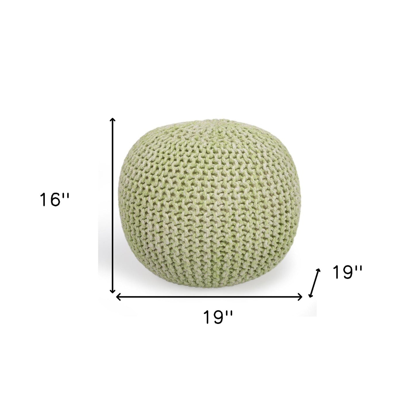 19" Green 100% Cotton Pouf Ottoman