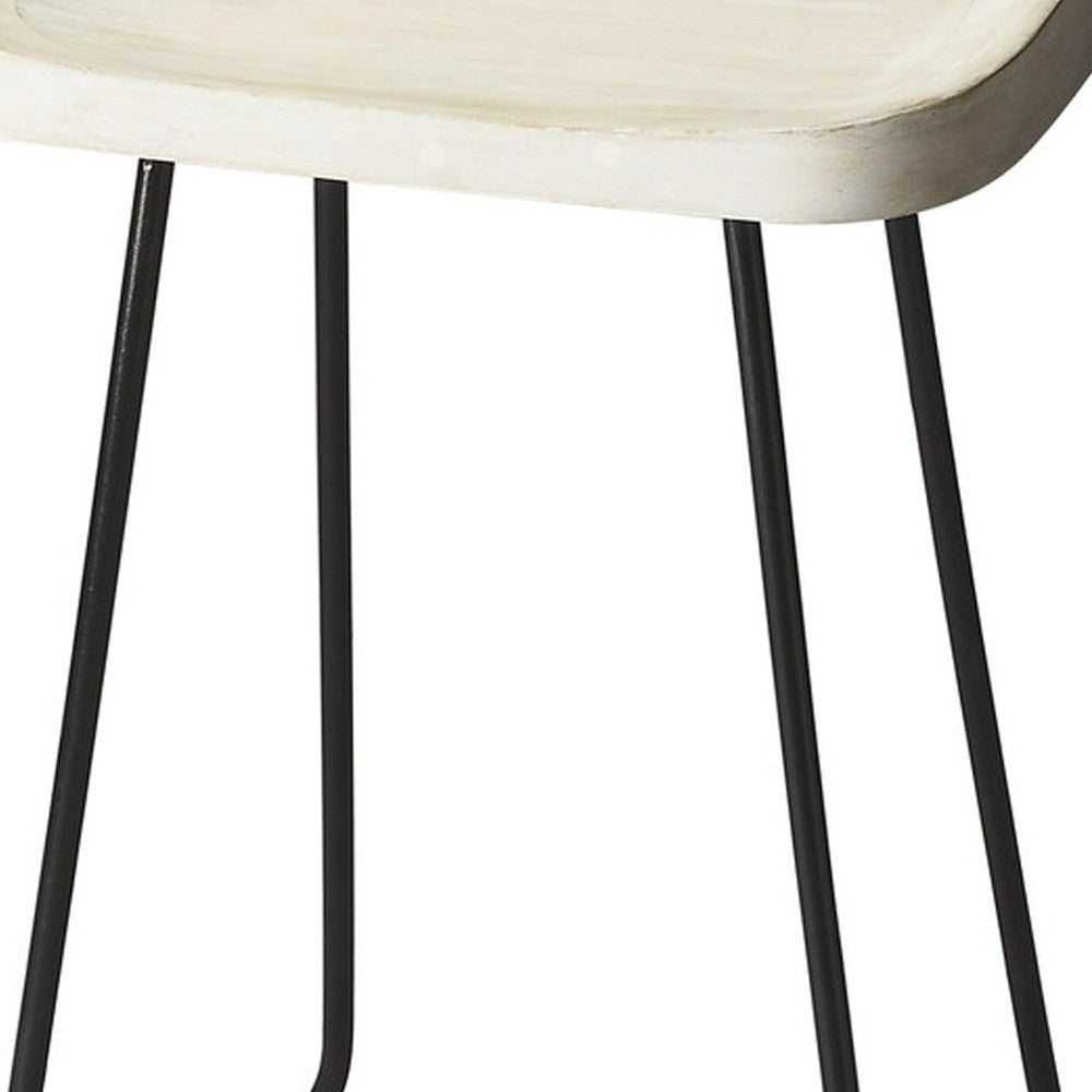 " Off White And Black Iron Backless Counter Height Bar Chair