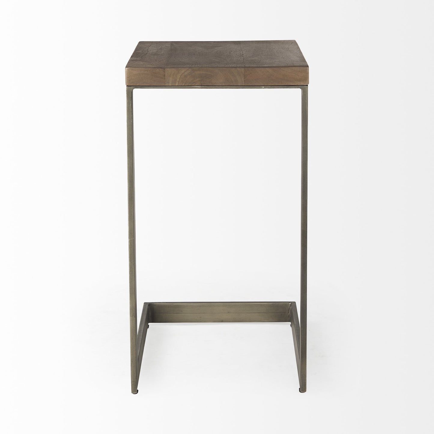 Modern Light Wash And Nickel C Shape Tv Table